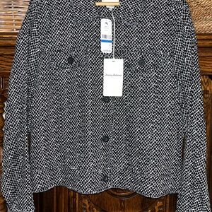 Tommy Bahama Black and White 100% linen Bomber Jacket NWT!
